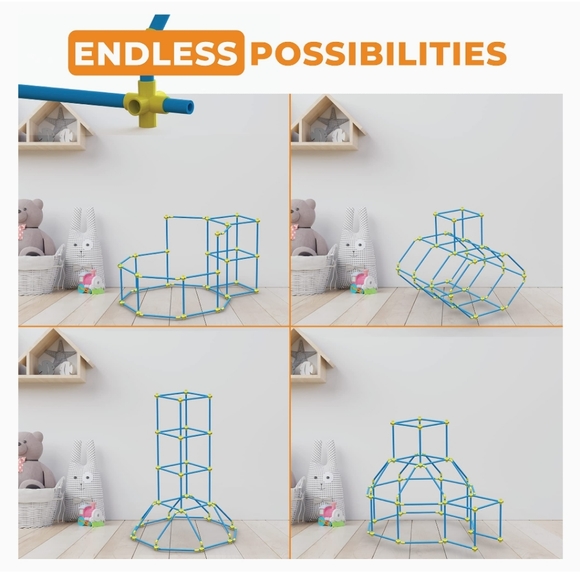 Fort Building Toys Kit - Kids Tent Indoor – 180 Pcs Construction Toys fo… - Picture 5 of 6